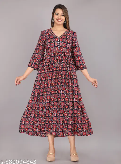 Printed Pom-Pom Anarkali 