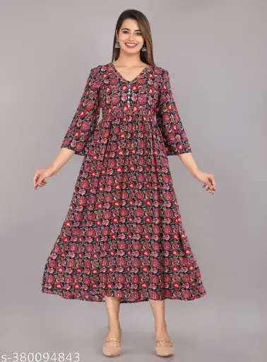 Printed Pom-Pom Anarkali 